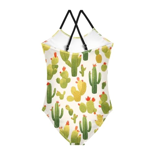 KLL Watercolor Saguaro Cactus Girl 1 Piece Swimsuit Beach Swimming Suits Adjustable Shoulder Strap Quick-Dry2