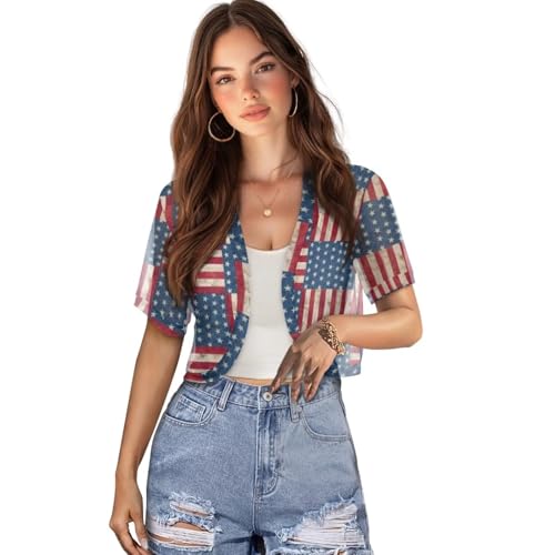 Image of Womens Short Sleeve Bolero Shrug Open Front Knit Cropped Cardigan Shoulder Cover for Dress Cute Casual Knit Cover Up