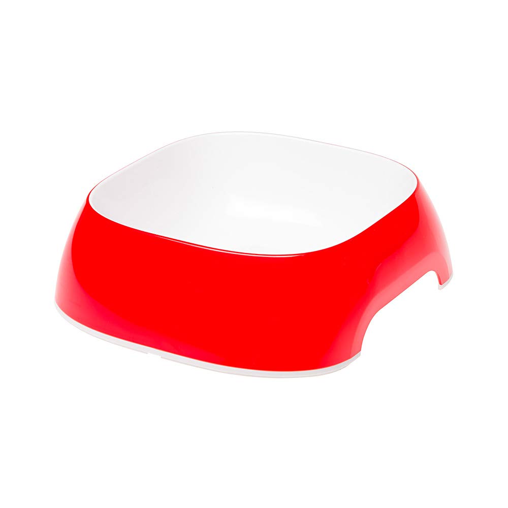 Ferplast Cat Bowls GLAM, Non-Slip Rubber Base, Food and Water Plastic Small Dog Bowl Easy to Clean, 0,4 Liter, Red