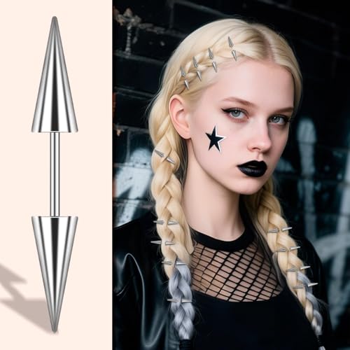 20 Pinzas para cabello punk góticas plateadas miniatura 6