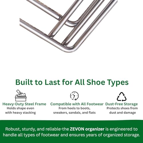 Image of ZEVON Shoe Storage Organizer Set of 2 - Durable Transparent PVC material with Steel Frame, Stackable and Foldable, fit Underbed, Space Saving Design, Top & Side Access
