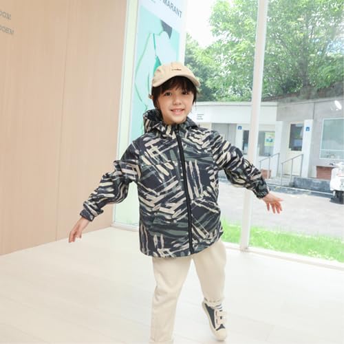 LittleSpring Neutral Boys Girls Zip Up Camouflage Hooded Jackets Warm Fleece Lined 5