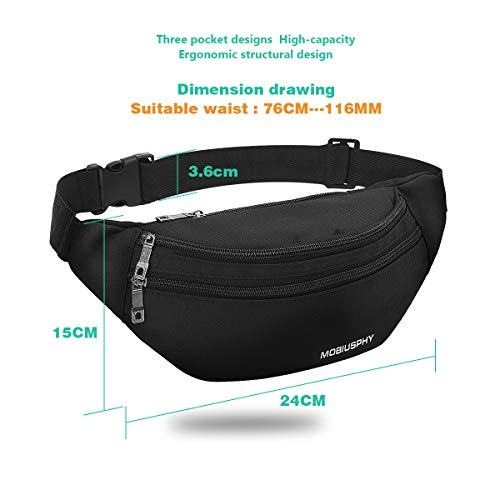 MOBIUSPHY Bauchtasche Damen Herren Gürteltasche Hüfttasche Handytasche Sport Laufgürtel, Schwarz