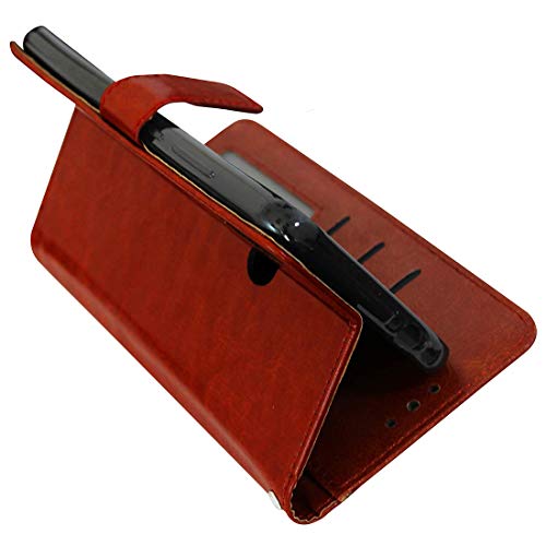 Image of Amazon Brand - Solimo Flip Leather Mobile Cover (Soft & Flexible Back case) for Mi Redmi Note 7 Pro (Brown)