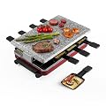 Swissmar Classic 8-Person Raclette Party Grill - Indoor Electric Grill & Griller with Granite Stone Grill Plate - Red