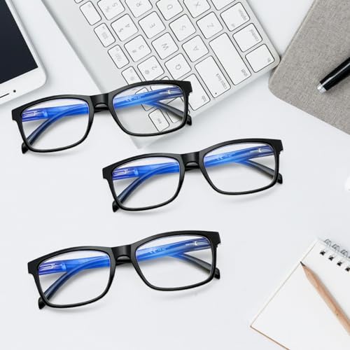 Image of SIGVAN 6 Pack Reading Glasses for Women Men Blue Light Blocking,Spring Hinge Anti Eyestrain /Glare Computer Readers (6 Black, 0.0)