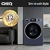 CHiQ CW8728X Lavatrice Slim carico frontale 8 KG lavatrice slim, Grigio, Classe A-15%, Pure Flat Design a risparmio di spazio, Tamburo extra-largo 530 mm, 1400 RPM, Lavaggio a vapore, One-Touch Wash