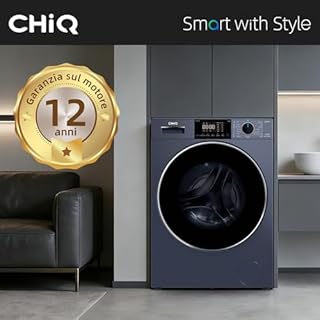 CHiQ CW8728X Lavatrice Slim carico frontale 8 KG lavatrice slim, Grigio, Classe A-15%, Pure Flat Design a risparmio di spazio, Tamburo extra-largo 530 mm, 1400 RPM, Lavaggio a vapore, One-Touch Wash