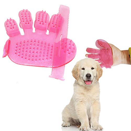 BOduShang Quita Pelos Gato Guante Pelo Perro Guantes Manos en Mascota Perro masajeador Guante Perro Cepillo de Masaje Pink Cover