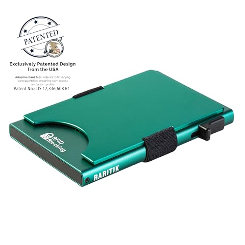 Image of Slim Card Holder Wallet for Men, Minimalist RFID Blocking Pop Up Wallet, Smart Metal Business Card Case Holds 12 Cards, Ultra-Thin Front Pocket Wallet, Gifts for Men