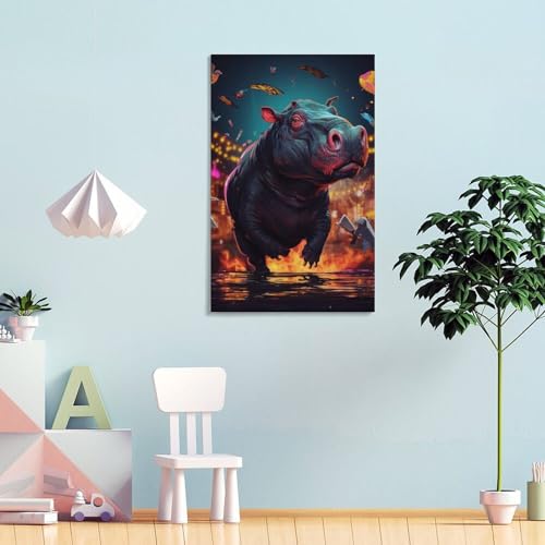 Affiche hippopotame sur toile pour apporter de la joie et de la douceur chez vous - 4