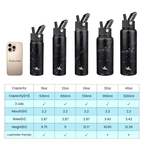 Image of Konokyo 24 oz Insulated Stainless Steel Water Bottle with Straw Lid