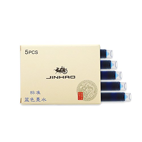Jinhao International Size Pen Ink Cartridge To Fit Fountain Pens (Standard Blue, 5Pc) #TOP1