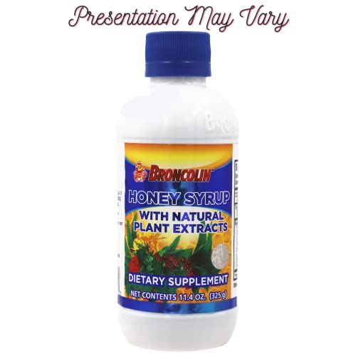 Broncolin Honey Syrup With Natural Plant Extracts, Helps Relieve Cough, 11.4 Oz, Bottle #TOP1