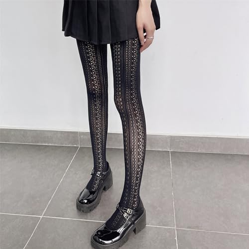 Women Lolita Sheer Tights with Bows Cute Mesh Hallow High Waist Harajuku Stockings Nylon Silk Thin Long Socks2