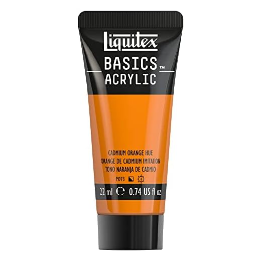 Liquitex Basics - Pintura Acrílica, Para Bellas Artes y Manualidades, Resistentes a la Luz, Viscosidad Media, Acabado Satinado, Tubo de 22 ml - Naranja De Cadmio