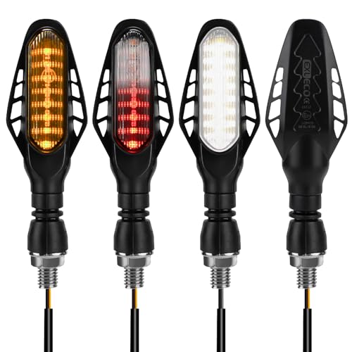 EXLECO 4 x Highlight LED Motorrad Blinker 12V M10 Universal LED Blinker 16LEDs Wasserdicht Hintere Blinkerleuchte Motorrad Seitenblinker Kontrollleuchte IP65 für Motocross Moped 3 Lichttypen