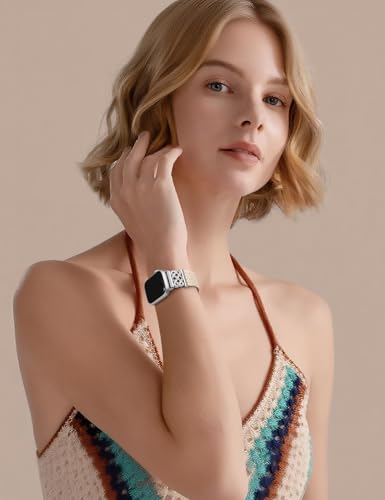 Image of TOYOUTHS Braided Magnetic Band Compatible with Apple Watch Bands 38 /40 /41 /42 /44 /45 /46 /49mm Women Men, Dressy Celtic Metal Stretchy Elastic Strap for iWatch Series 11 10 9 8 7 6 5 4 SE /Ultra 3 2 1
