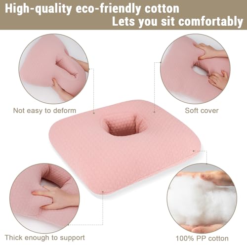 Donut Pillow for Bed Sores Tailbone Pain Relief Cushion, Cotton Butt Donut Cushion Breathable for Hemorrhoid, Pregnancy, Prostate and Surgery, Sitting Pressure Relief for Home, Office, Car
