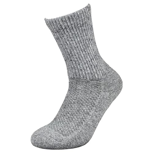 92% Merino Wool Socks Crew Cozy Heavyweight Hiking Travel Outdoor Super- Soft Socks, 100% Made in Mongolia Medium, Light Gray4