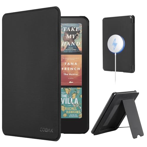 Image of CoBak Lightweight Stand Case for 7 inch 12th Gen 2024 and Colorsoft with Right Hand Strap - Compatible with iPhone MagSafe, for Samsung /Belkin /Anker Wireless Charging Pads,Fabric Black