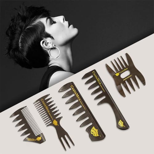 Foto von Amelar Haarkamm, 5PCS Professioneller Hitzebeständiger Antistatischer Styling Kamm, Männer Multifunktionaler Kamm Set, Hair Comb für Männer und Frauen mit Verschiedenen Arten von Haaren
