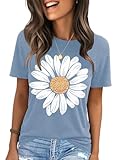 IRISGOD Womens Graphic Tees Casual Summer Short Sleeve Vintage T Shirts Tops