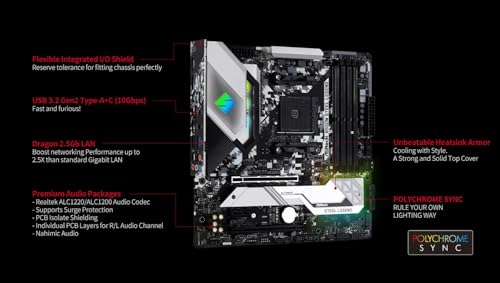 Image of ASRock B550M Steel Legend Supports 3rd Gen AMD AM4 Ryzen / Future AMD Ryzen Processors Motherboard