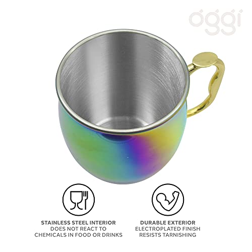 Oggi Stainless Steel Moscow Mule Mug - 20 Oz, Rainbow With Ez-Grip Handle #TOP2