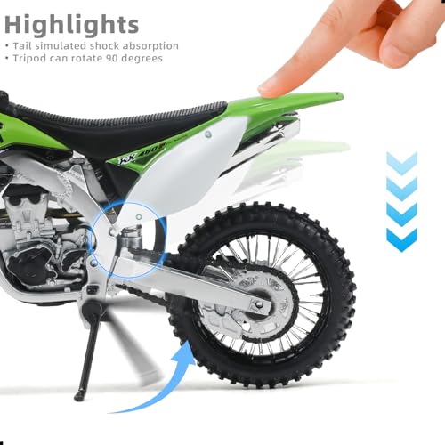 Image of 1:12 Dirt Bike Toy Motorcycle Model Kawasaki KX450F Green