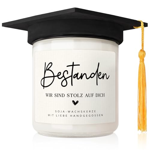 Bestandene Prüfung Geschenk Duftkerze Master Bachelor Abschluss Geschenke Bestanden WIR SIND STOLZ AUF DICH Prüfung Bestanden Geschenk für Schüler Führerschein Abschlussgeschenk