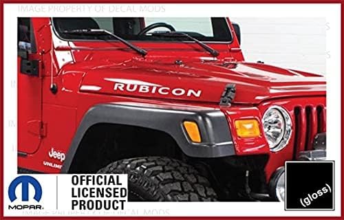 Miniatura 4 de Decal Mods Rubicon - Calcomanías para capó para Jeep Wrangler Rubicon JK (2007-2018) y TJ (1997-2006), juego de 2 unidades, CB negro brillante SJ4T6