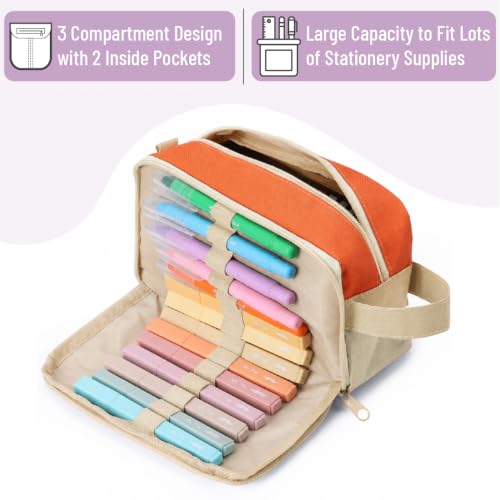 Image of Mr. Pen- High Capacity Pencil Case, Large Pencil Pouch with 3 Compartments and 2 Pockets, Large Pencil Bag with Smooth Zipper, Cute Pencil Case Pouch Organizer, School Supplies for Teens