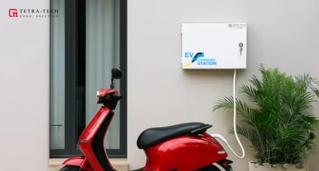 Image of Duel Charge Anchor & POLYCAB Standard Materials for EV Charger Safety Box, Suitable for All Brand Electric Scooters & Cars to Safe Charging at Parking lot. with safty Lock,Gasket (16 AMP + 16 AMP)