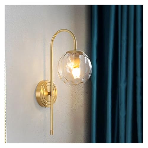 Applique murale boule de verre en cuivre brossé, luminaire haut de gamme