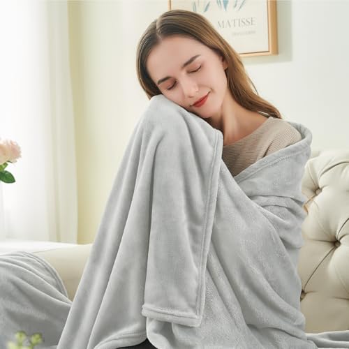 Image of BEDELITE Fleece Blanket Light Grey Throw Blankets for Couch & Bed, Luxury Plush Cozy Fuzzy 50x60 inches, Super Soft Warm Lightweight Throw for Travel Camping