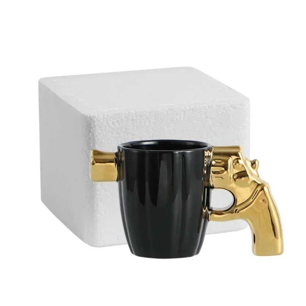 NYSDM 350ml Kubek z uchwytem rewolwerowym Kubek do kawy Ceramiczny spersonalizowany Dekoracje do kawy Herbaty Mleka Forma 3D Antypoślizgowy kubek z glazurą