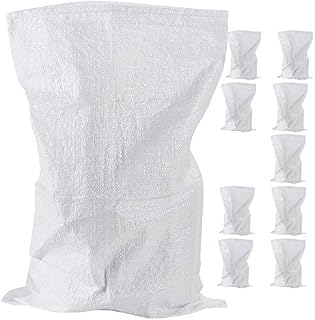Woven Rubble Builder Sacks, Heavy Duty Builders Bags | White, Polypropylene, 20 x 30/50cm x 75cm | Garden Waste Bags, Large Industrial Sack, Sand Bags (10-Pack)