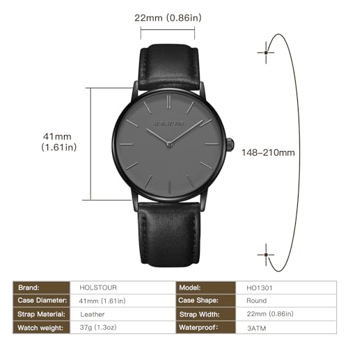 Image of HOLSTOUR Watches for Men Minimalist Fashion Business Wrist Watch Analog with Leather Strap