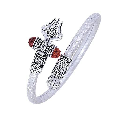 CResha Brass Non-Precious Mahadev Trishul Rudraksh Bahubali Cuff Kada Bracelets for Men and Women (B07MC33TVY) Amazon Price History, Amazon Price Tracker