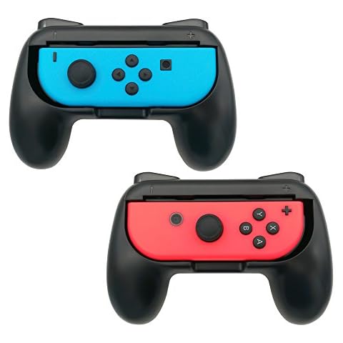 FASTSNAIL Grips Compatible with Nintendo Switch Joy-Con&Switch OLED Model, Wear-resistant Handle Kit Gamepad Replacement for Nintendo Switch Joy Cons &Switch OLED Model for Controller(Black,Black) Cover