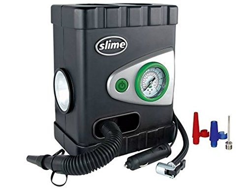 Slime 40034 Tire And Mattress Inflator, All-Purpose, High Pressure, High Volume, Analog 100 Psi Dial Gauge, Led Light, 8 Min Tire Inflation, 3 Min Mattress Inflation , Black #TOP1