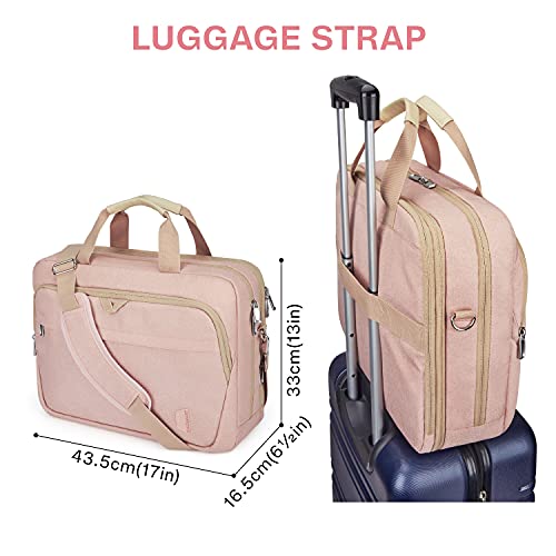 Image of 17.3 Inch Laptop Bag,BAGSMART Large Expandable Briefcase for Women Business Office Travel Computer Bag Shoulder Bag Water Resistant Anti Theft Durable,Pink