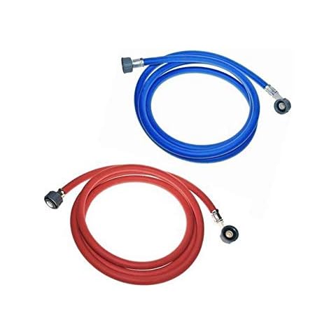 KGA SUPPLIES 2.5m Long Washing Machine Hose Pipes Water Fill Hose 1 Blue & 1 RED Cold & HOT Cover