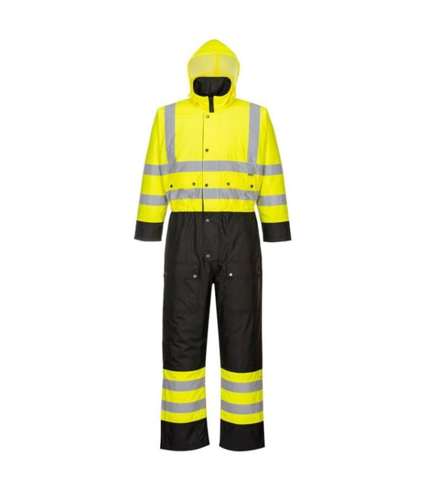 Portwest S485 Ostrzegawczy Kontrastowy Ocieplany Kombinezon, Żółty/Czarny, Rozmiarowy M