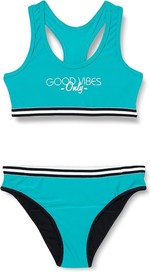 Haute pression Diámetro Menstrual Ligero/Medio C02 T14a Traje de baño de Dos Piezas, Verde Esmeralda, 14-16 Años para Niñas