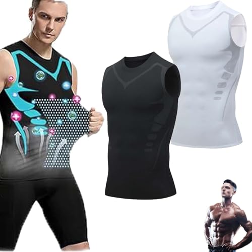 2025 New Version Ionic Shaping Vest,Shaping Sleeveless Shirt,Compression Tank Top Men (2PCS-D,X-Large)