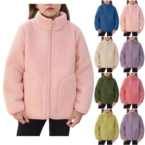 RKSTN Fall Winter Coats for Kids Fleece Thickened Warm Casual Sherpa Jackets Stand Collar Zip Up Outerwear with Pockets Tops Boys Girls Wool Fuzzy Jacket Cute Fur Coat 2025 Fashion Clothes Outfits