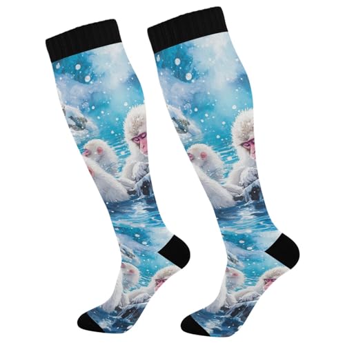 Jucciaco Snow Water Monkey Two Pairs Fun Socks Warm Soft Daily Outfit Wear Resisting Easy To Stretch One Size Socks