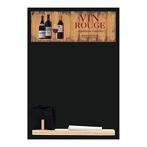 Kreidetafeln UK klein Memo Board/Kreidetafel/Tafel/Küche Kreidetafel mit Bedruckt Vin Rouge Artwork, Tablett, Holz, Kreide & Filz Radiergummi. Booth Design Range, Holz, schwarz, 29,7 x 20,7 x 1 cm Cover